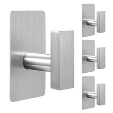 4-Pack Adhesive Towel Hooks for Bathroom, Stainless Steel Heavy Duty Sticky...