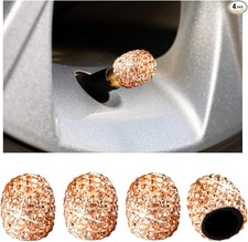 4 PCS Bling Tire Valve Stem Cap, Crystal Rhinestone Tire Valve Air Light Pink