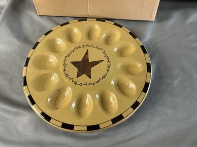Stoneware Country Barn Star Egg Plate Heartfelt Kitchen Creations