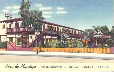 CASA DE MANDIGO laguna beach california ca c1940 vintage postcard hotel