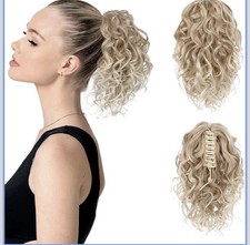 12" Ponytail Claw Clip Hair Extension Hairpiece Dark Blond To Light Blond