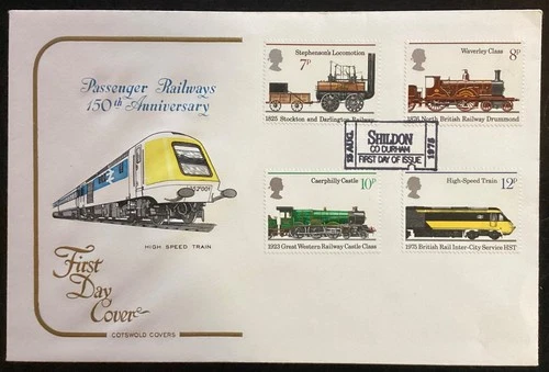 GB 1975 Railways FDC, Cotswold Brand, Shildon Pmk, UNADDRESSED (E63)