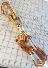 10 USED BLACK DIAMOND, MAMMUT, CAMP QUICKDRAW CARABINERS, ORANGE