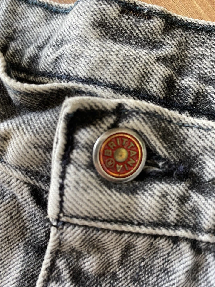 Pantalones de mezclilla Britannia para hombre 36x32 negros (35x32) algodón lavado ácido años 80 vintage Foto 3 de 4