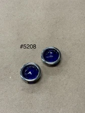 Hot Rat Street Rod Custom Tail Light Glass Jewel Blue Dots Chrome Ring Bezels