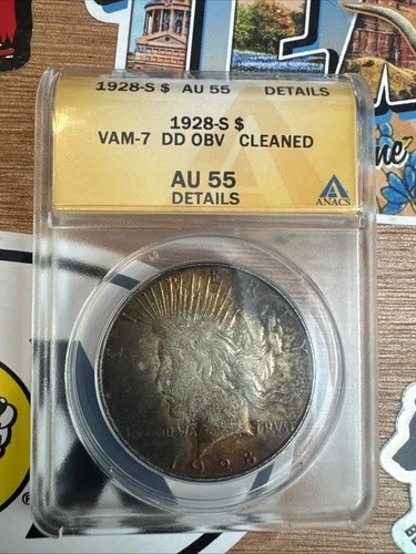 1928 S Silver Peace Dollar ANACS AU55 … Toner !! DDO!!!