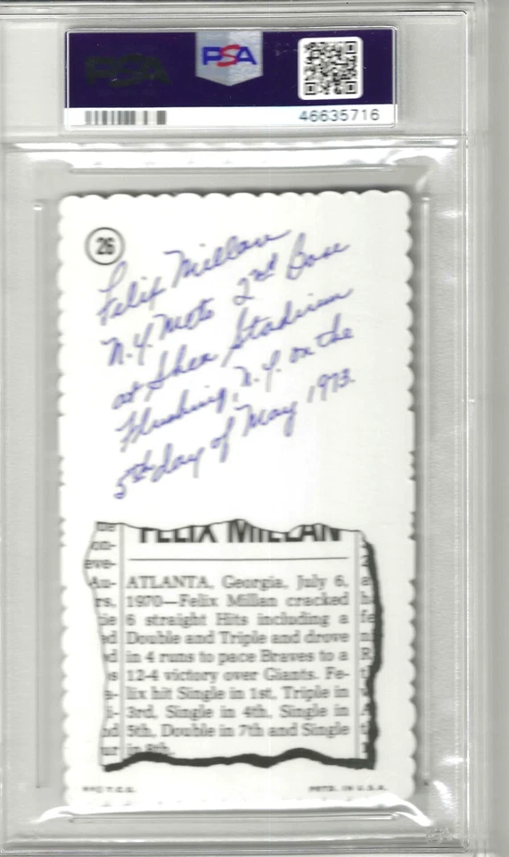 1974 Topps Deckle Edge #26 Felix Millan PSA 8 - White Back - Image 2 of 2