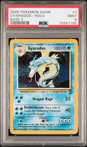 2000 POKEMON BASE SET 2 #7 GYARADOS-HOLO PSA 9