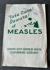 1942 Take Care Be Aware Of Measles Brochure Kansas Board Of Health
