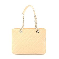 Chanel Matelasse Gst Tote Bag Leather Women Beige One Size