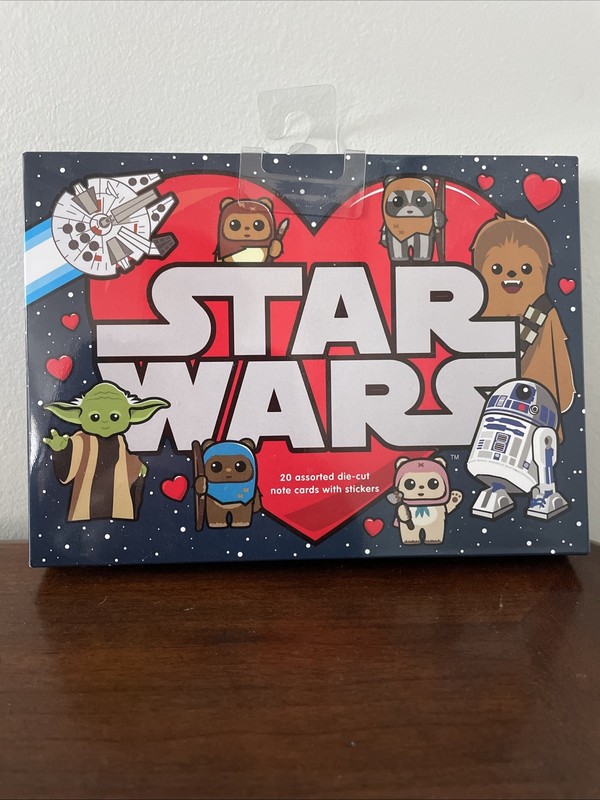 Star Wars Die-Cut Valentine Note Cards + 20 Envelopes New In Box 20 Note Cards