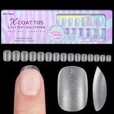 Btartbox Extra Short Square Nail Tips - Short Squoval Gel Nail Tips, Natural Fak