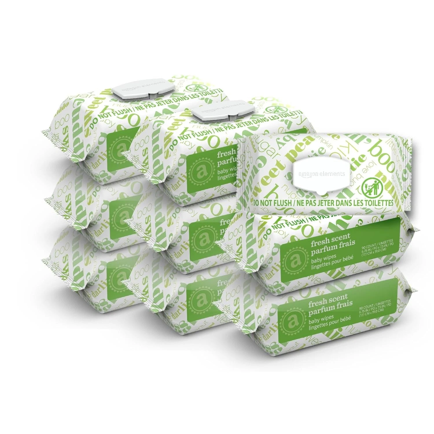 Baby Wipes Fresh Flip-Top Packs 810 Count 9 Packs of 90 Counts