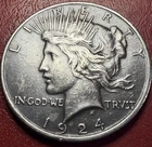 1924 Peace Silver Dollar. Better Grade. Free Shipping