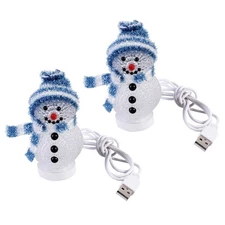 2pcs LED Christmas Lights Light Up Snowman Ornaments with Hat USB Charging RG...