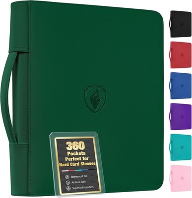 Fabmaker Top Load Binder Holds 360 Cards with Hard Card Sleeves Top Loader GREEN