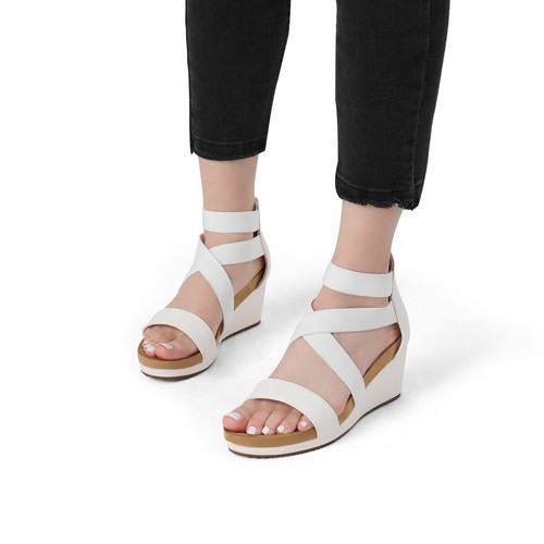 DREAM PAIRS Women Elastic Ankle Strap Open Toe Zipper Platform Wedge Sandals - 第 26/27 張圖片