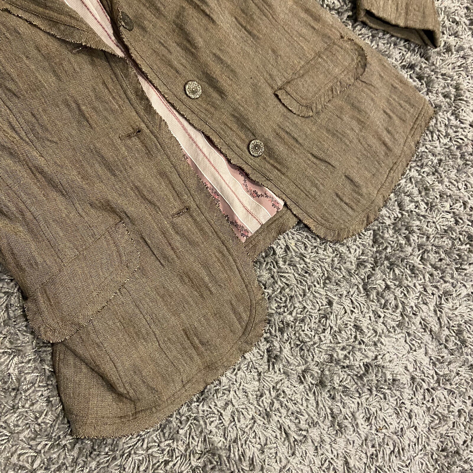 FILA J.Jill Wool Rayon Blend Long Sleeve Blazer Jacket Row Hem & Collar Size 12