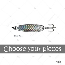 Silver Tape Chrome 1oz 4.5" Fishing Spoons Treble Hook Metal Fish Jig Lures New