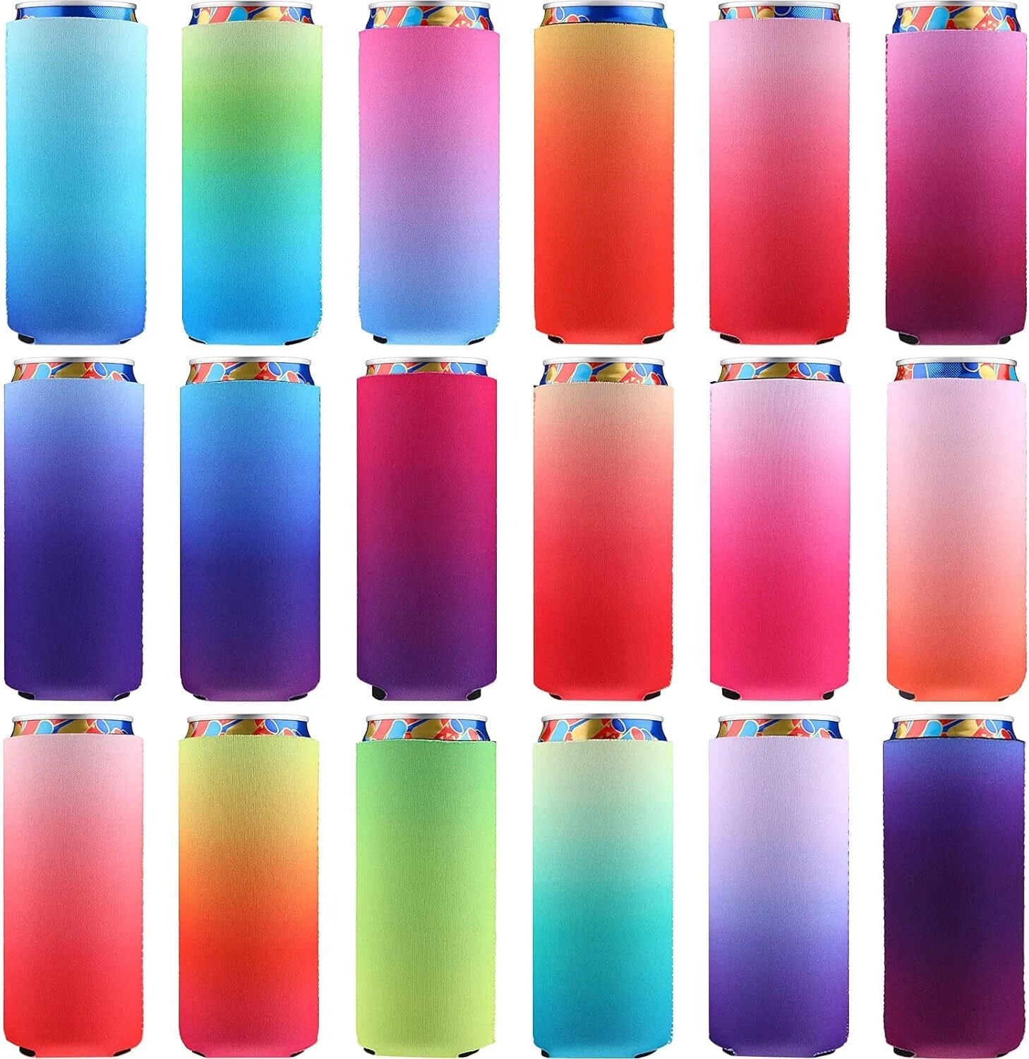 18 Pieces Slim Can Cooler Sleeves Neoprene 12 oz, Chic Style