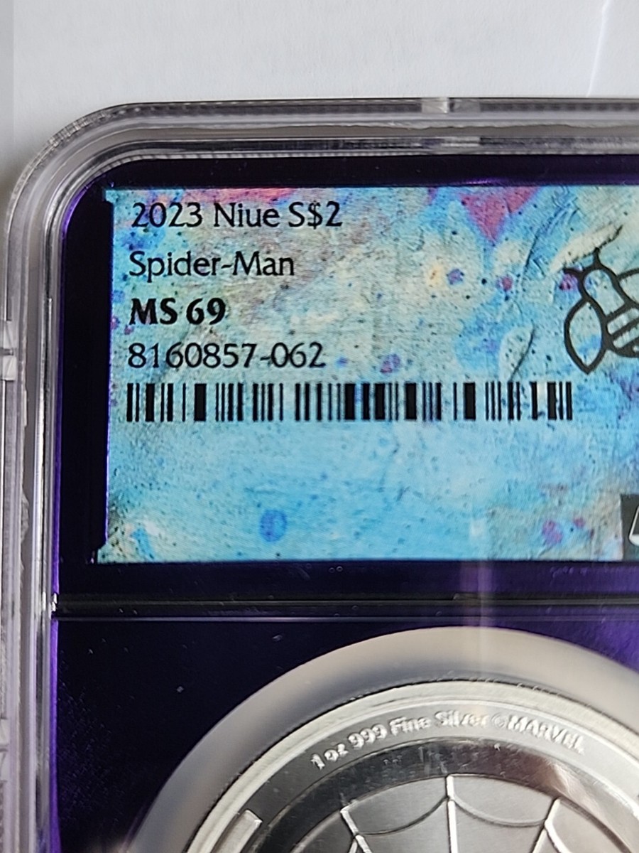 2023 Niue Marvel Spider-Man 1oz Silver Coin NGC MS69 Purple