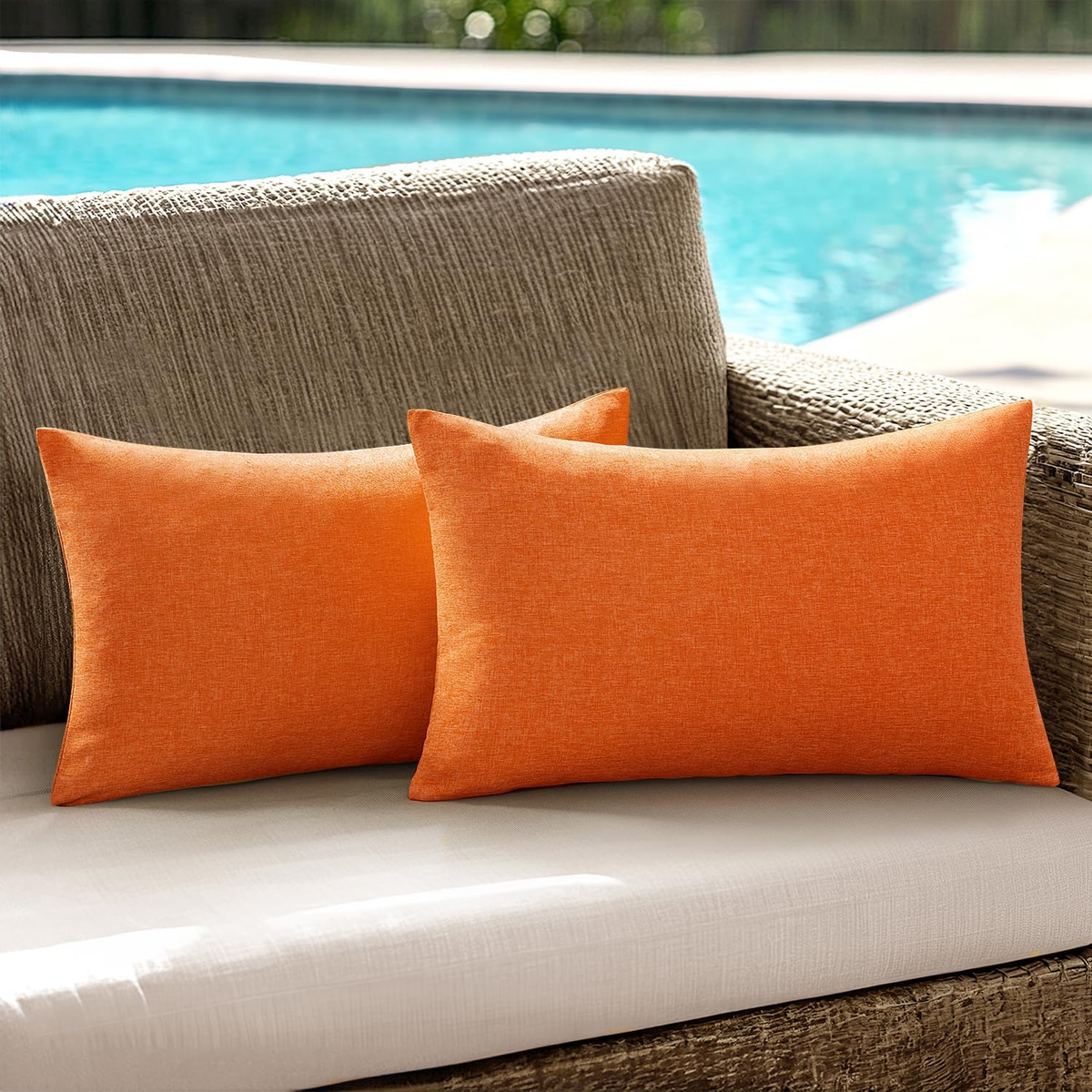 ANRODUO Pack of Orange Outdoor Pillow Covers for Patio Furniture