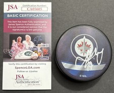Josh Morrissey Signed Autographed Winnipeg Jets Puck JSA/COA