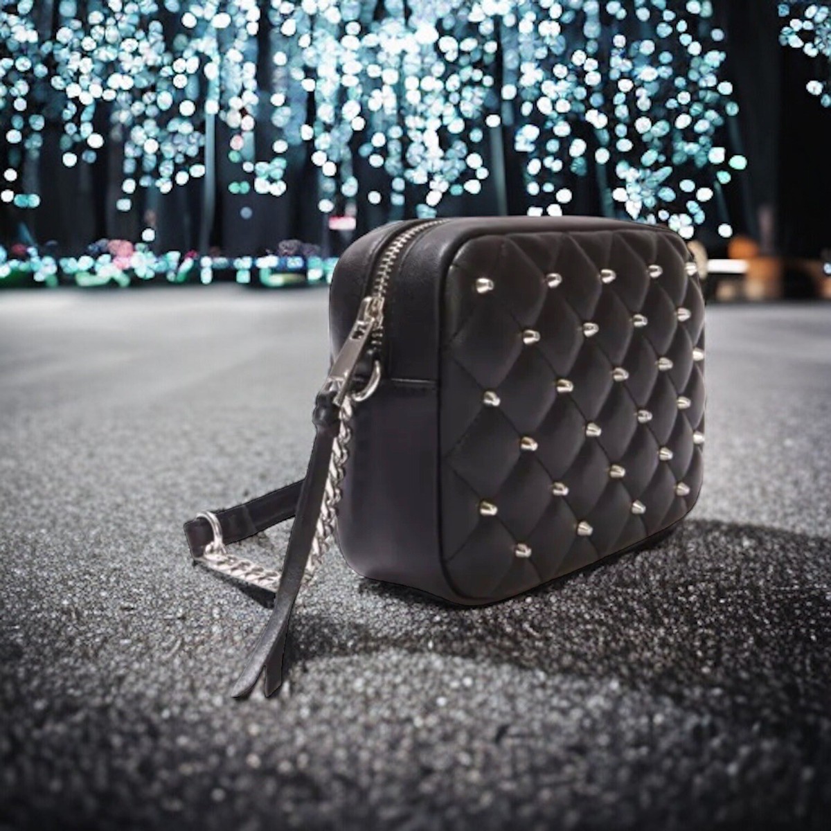 Rebecca Minkoff Black Quilted Studded Crossbody Bag Purse Rebecca Minkoff Black Quilted Studded Crossbody Bag Purse