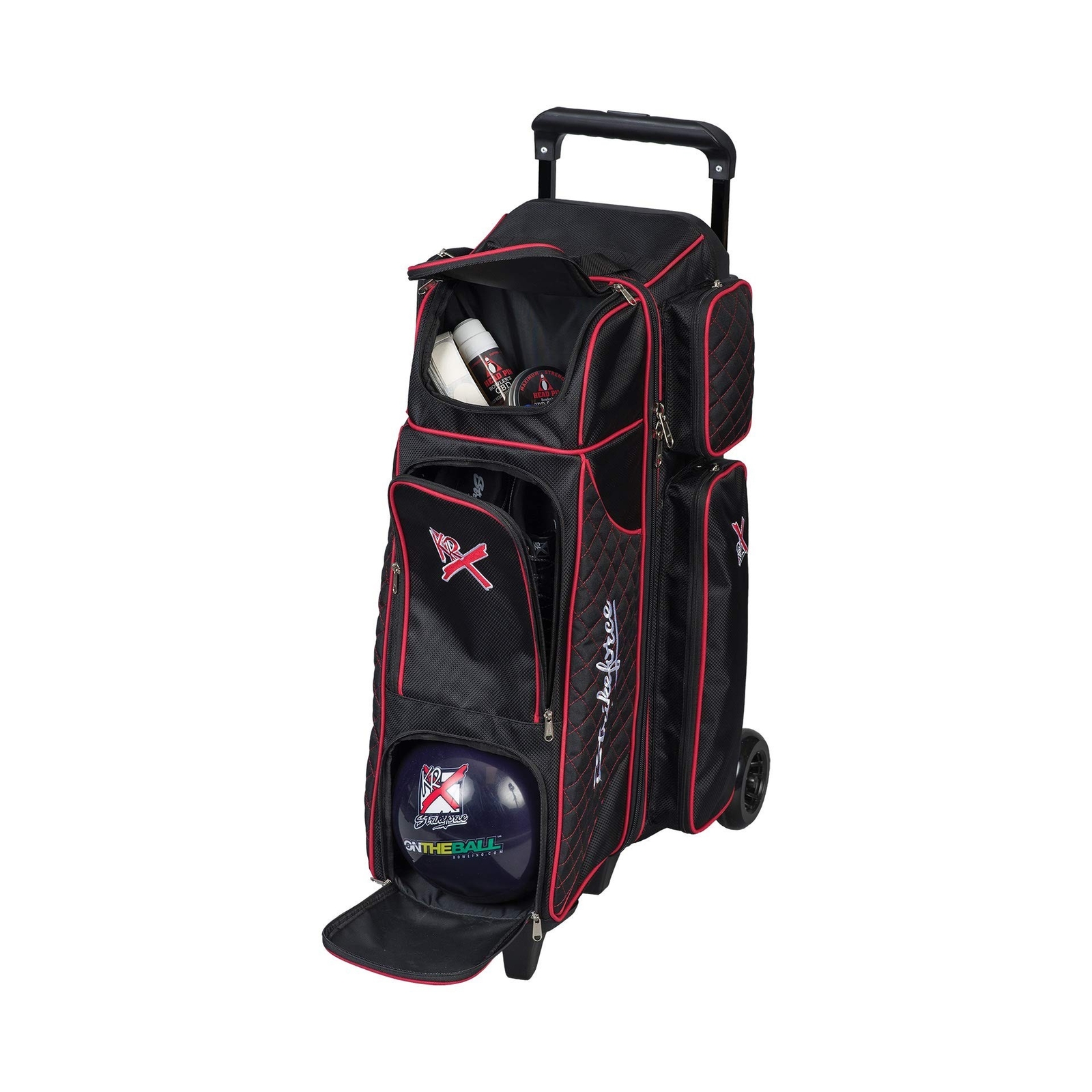 Strikeforce Royal Flush 4x4 Four Ball Roller Bowling Bag Black/Red