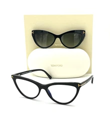 Tom Ford FT5896B 001 Black / Blue Block & Gray Clip-on 56mm Eyeglasses TF5896B