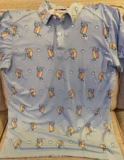 Tipsy Elves Golf Polo Men L Hotdogs Playing Golf All Over Graphics STRETCHY