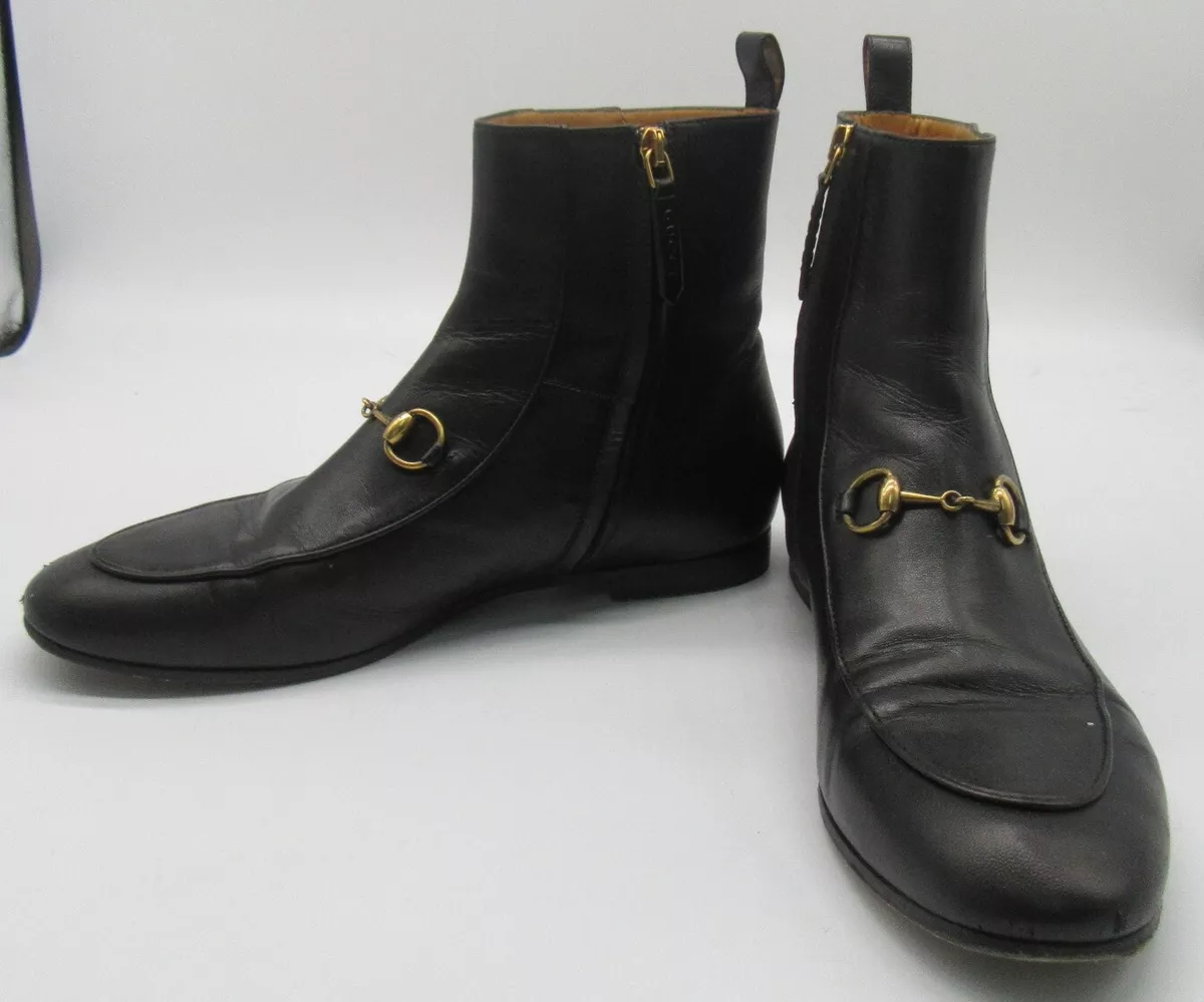 Gucci Black Women&#039;s New Jordaan Leather Chelsea Ankle Boots sz | eBay