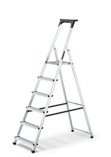 ALUMINUM 6-STEP HOUSEHOLD LADDER WITH TOOL SHELF 125 KG
