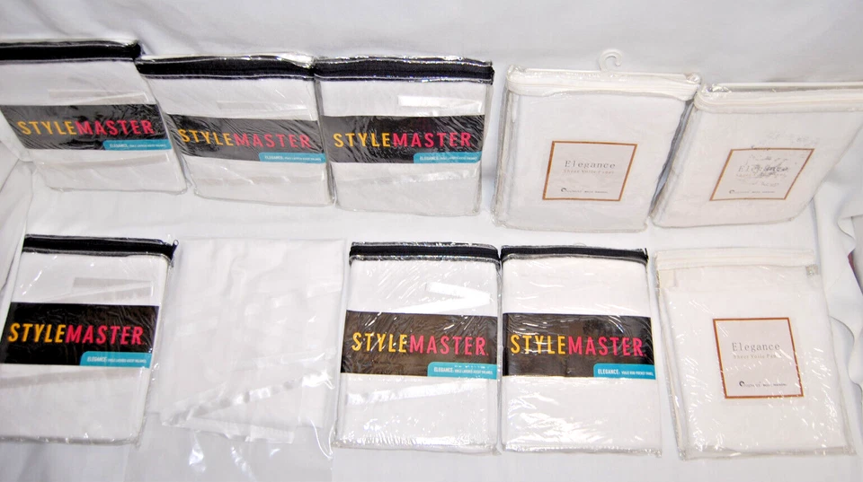 Stylemaster Elegance Sheer Voile White 4 Pocket Panels & 6 Valances T1973 - Image 4 of 4