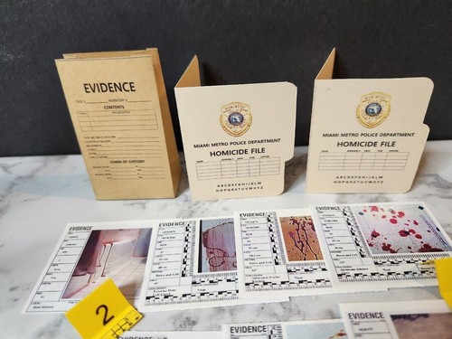 1/6 SCALE Dollhouse MINI Police Forensic CSI DEXTER Folders, Evidence, Markers - Picture 10 of 18