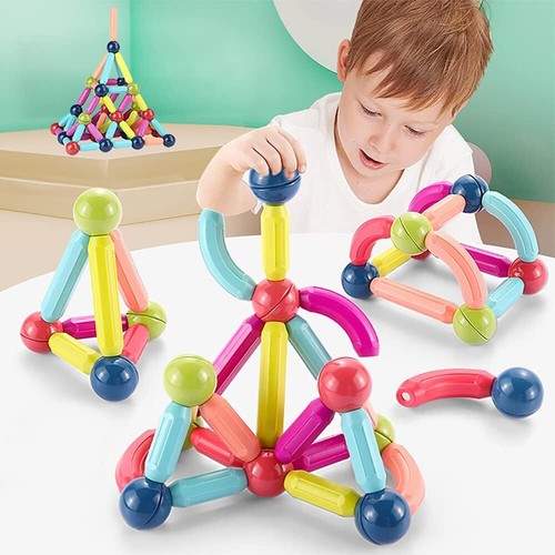 Magnetische Bausteine Montessori Spielzeug Kinder 64 Stück Magnetspiel - Bild 2 von 14