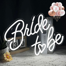 Bride to Be Neon Sign, White LED Neon Light Signs USB Wedding Light Signs for Br