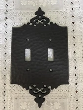 victorian black Tudor Gothic Cottage cast metal 2 toggle switch plates