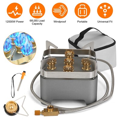12000W Portable Camping Stove With Cassette Adapter Windproof Outdoor