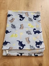 Parents Choice Blue Dinosaur Baby Boy Blanket Soft Lovey Walmart Fleece Euc #1