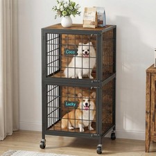 Dog Crate Furniture for 2 Dogs, 48.8" Tall Double Dog Kennel Furniture for Sm...