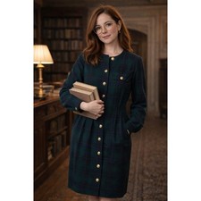 Miss Dorby Petites Plaid Button Front Sheath Dress Size 6P Vintage Academia NWT