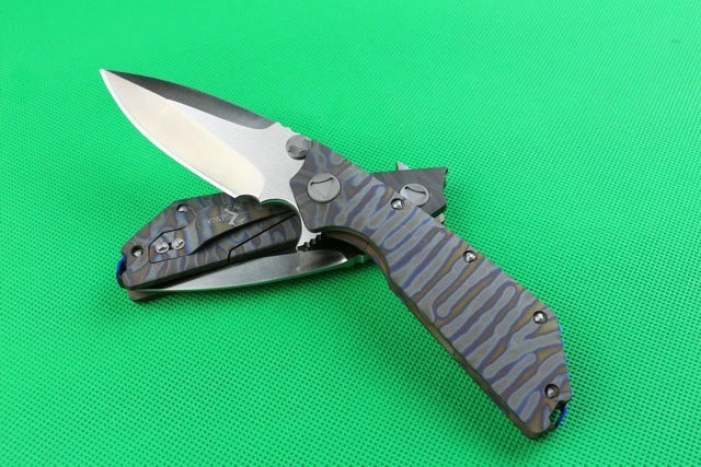 Doc Anodized Titanium Handle Big Heavy Duty Thick D2 Steel Blade Pocket Knife - Image 4 of 4