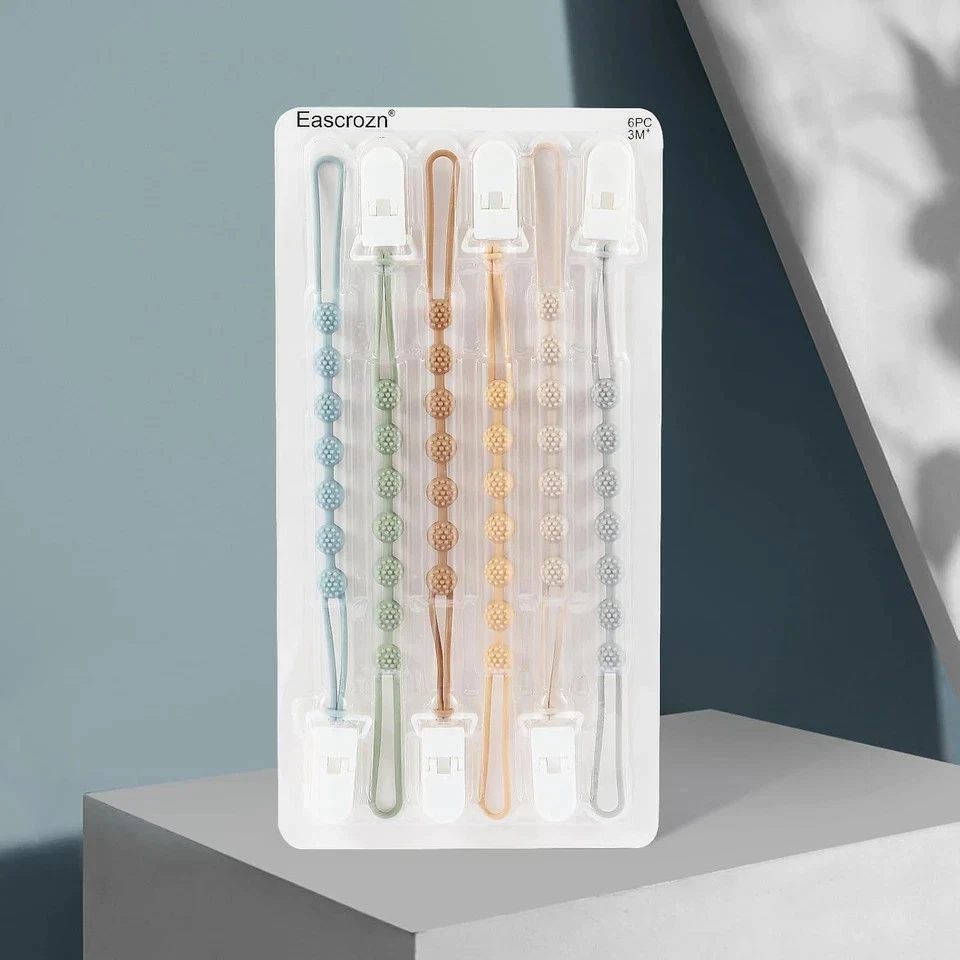 Baby Pacifier Clip, 6 Pack Silicone Pacifier Holder with One Piece Design for Ba - Image 2 of 4