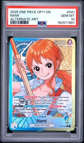 2025 ONE PIECE OP11-A FIST OF DIVINE SPEED ALTERNATE ART #041 NAMI PSA 10