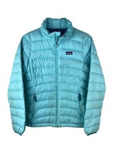 PATAGONIA Quilted Nano Puff Jacket Girls L 12 Light Aqua Turquoise Goosedown