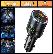 Bluetooth 5.4 Car Adapter FM Transmitter 38W Hands-Free Calls, Fast Charging
