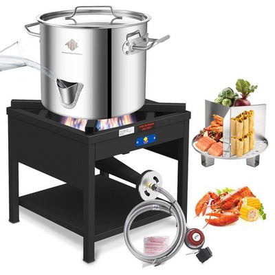 ARC Large Pot with Water Spout, Divider and Steamer Rack (20QT-Cast Iron)