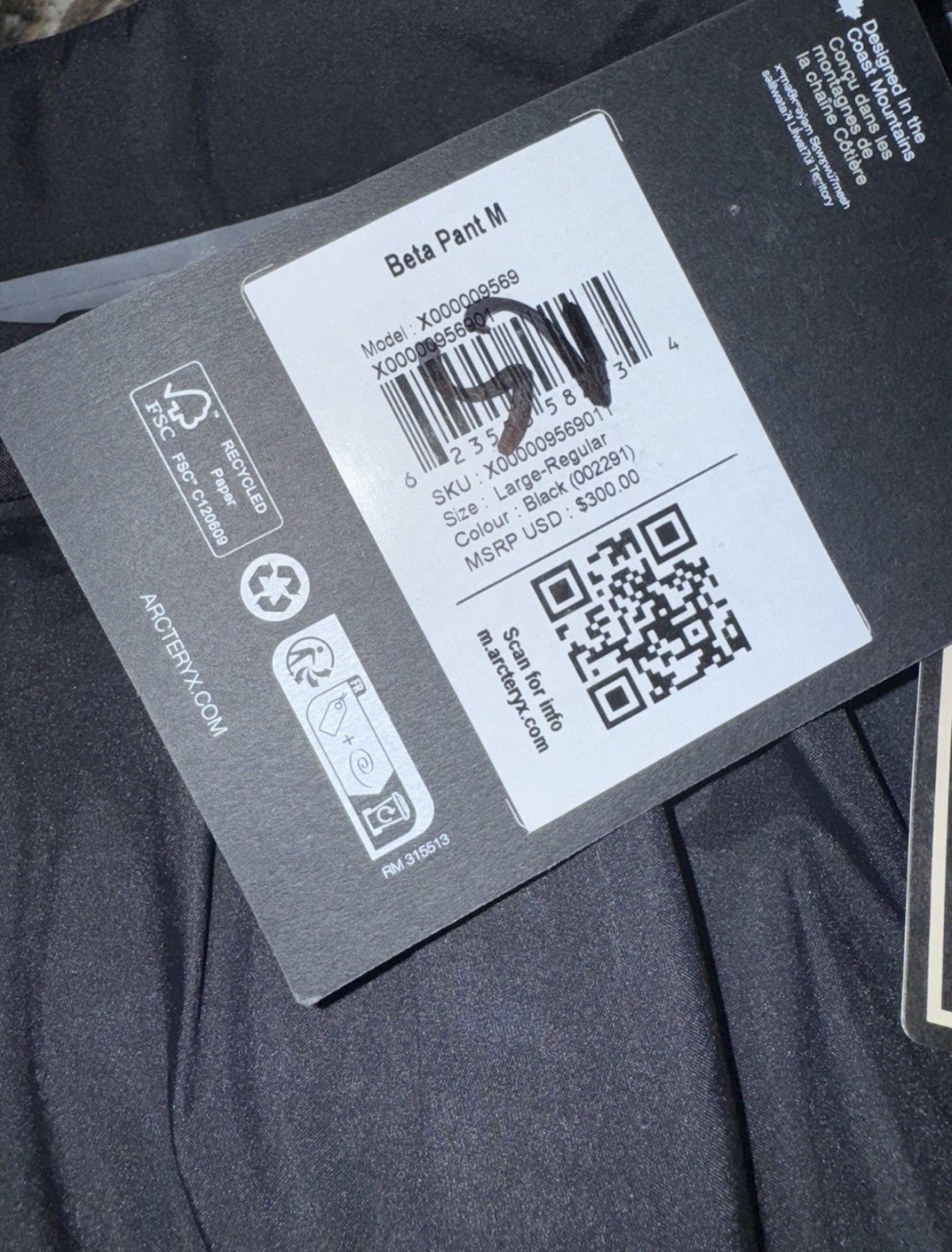 Arc'teryx Beta Pant Men GORE-TEX Waterproof Snow Pants Men's Large Regular Black thumbnail 7