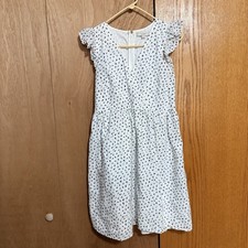 LOFT Women's White Patterned Mini Dress, Ruffle Short Sleeve-Size 4